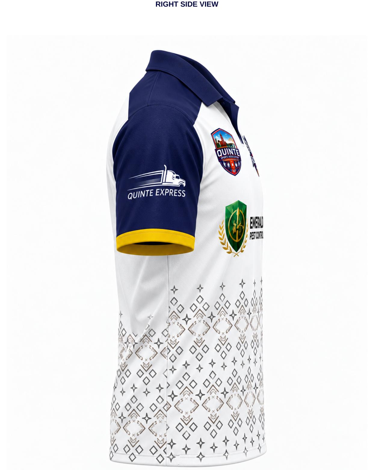 Quinte Falcons official cricket jersey — right side view